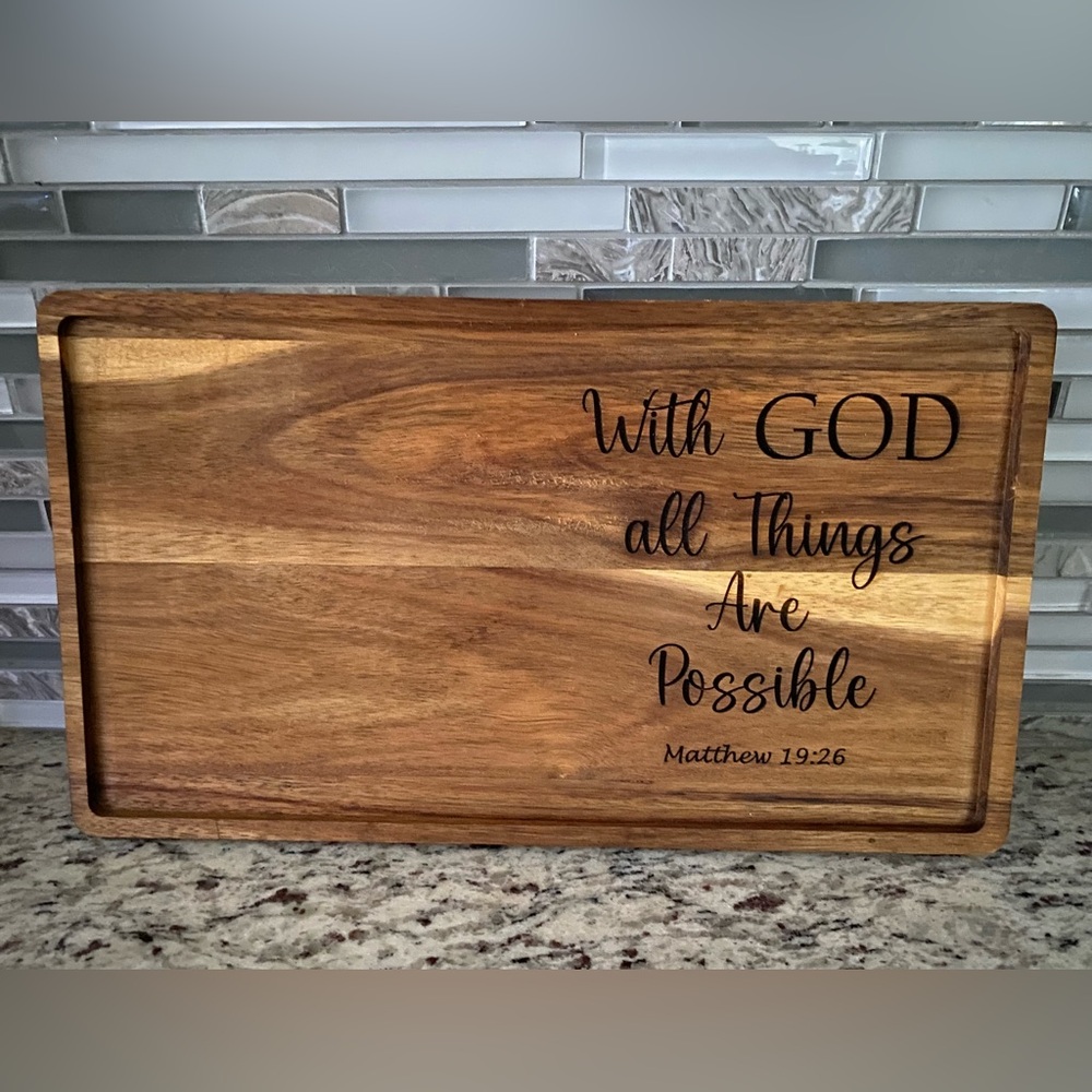 With God all things are possible cutting board home decor bible verse gift